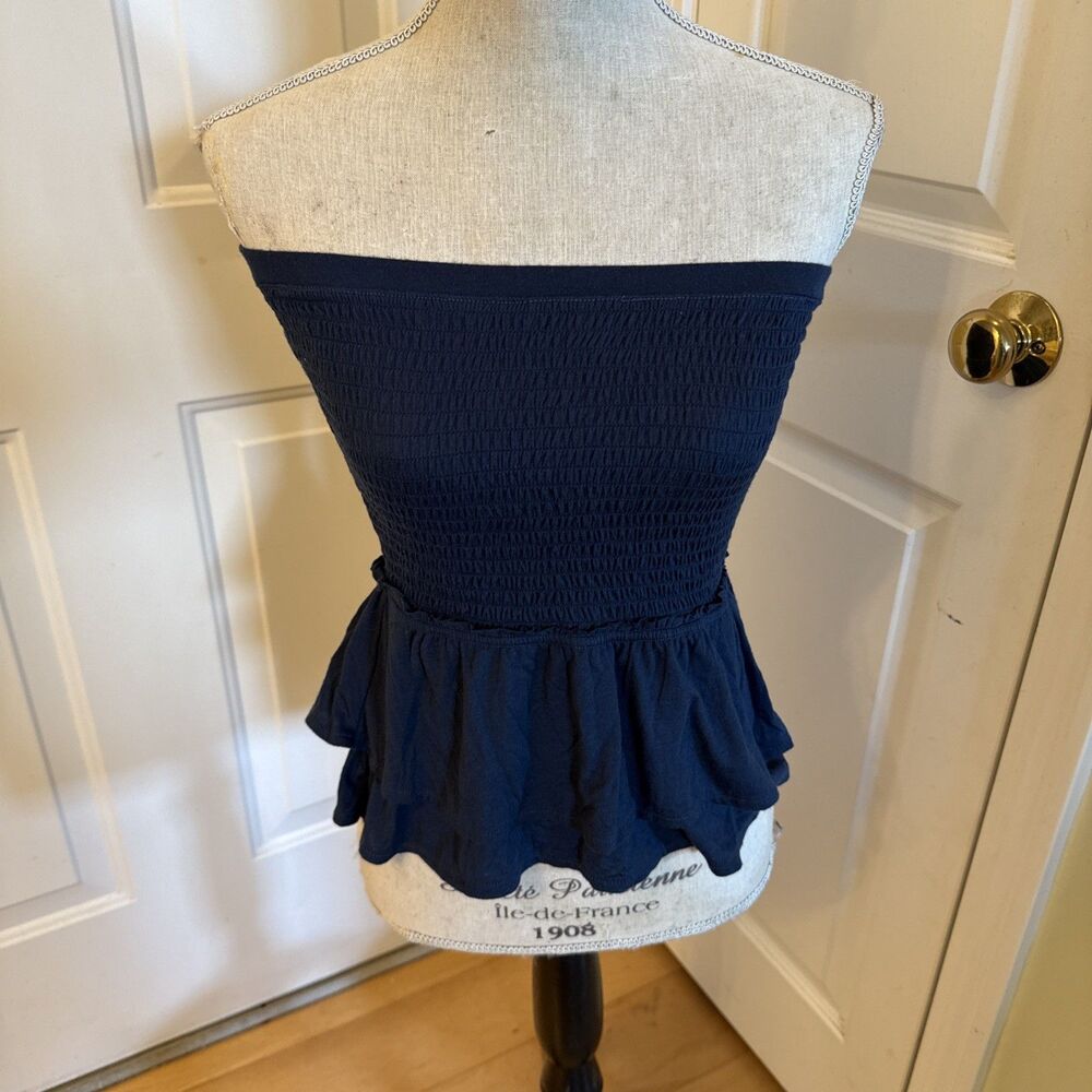 STRAPLESS PEPLUM American Eagle Navy Blue Tube Top Size XS